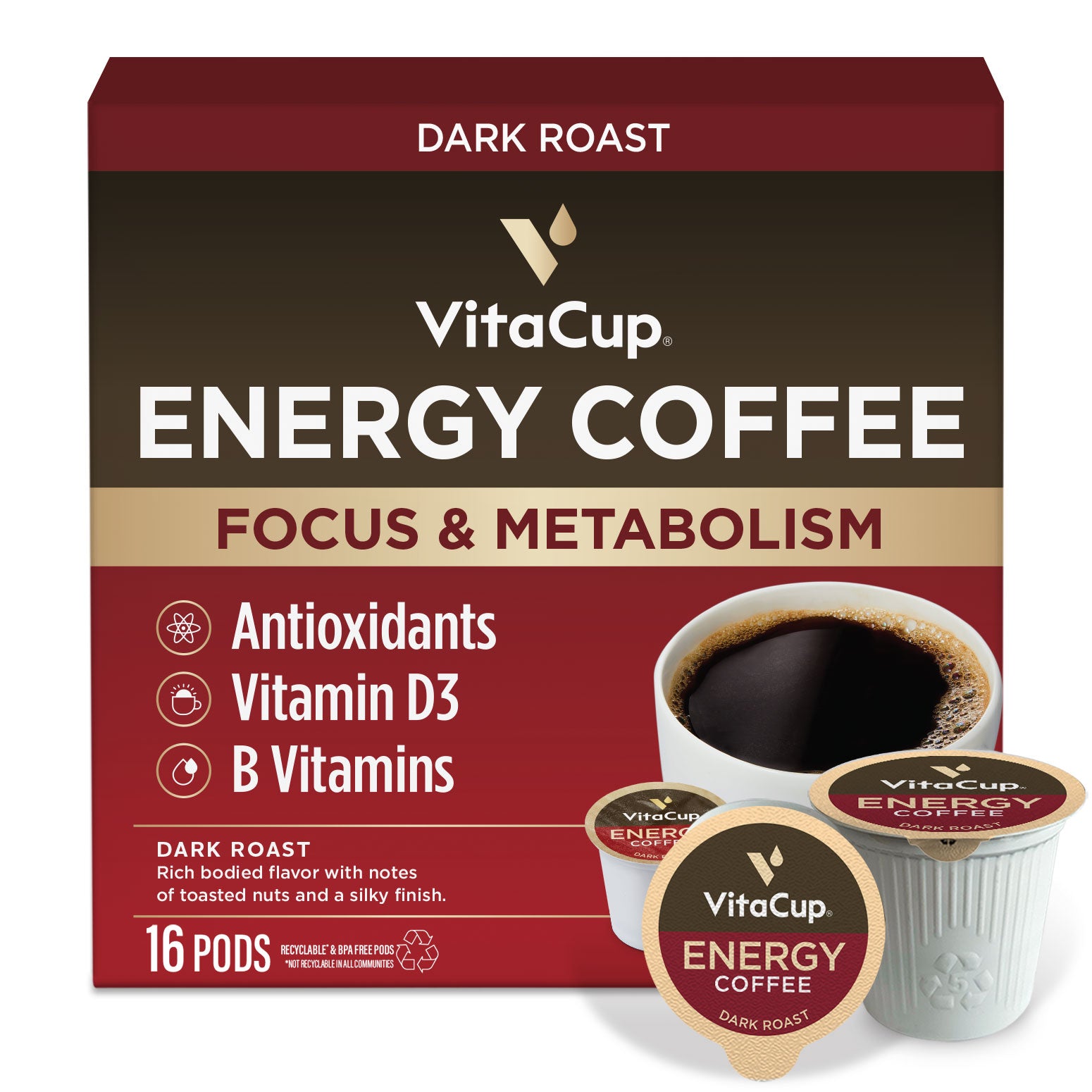 Energy Dark Blend Coffee Pods | Single Serve Pods | VitaCup Online Shop