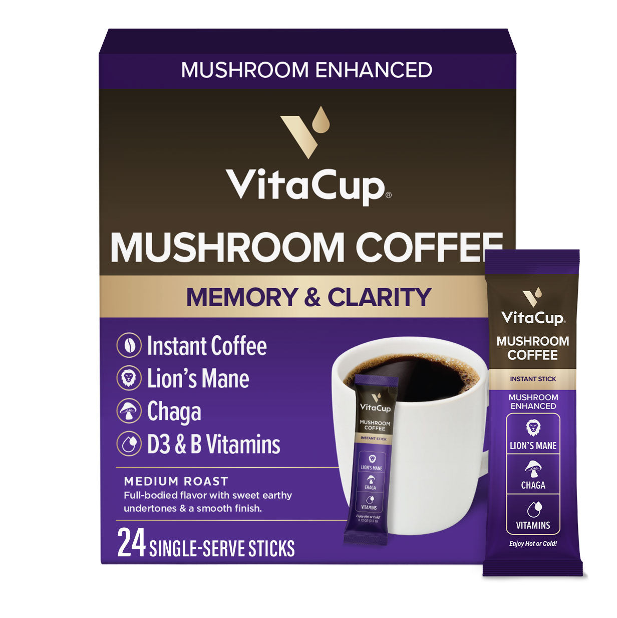 Focus Instant Coffee Packets - Mushroom Infused for Improved Focus