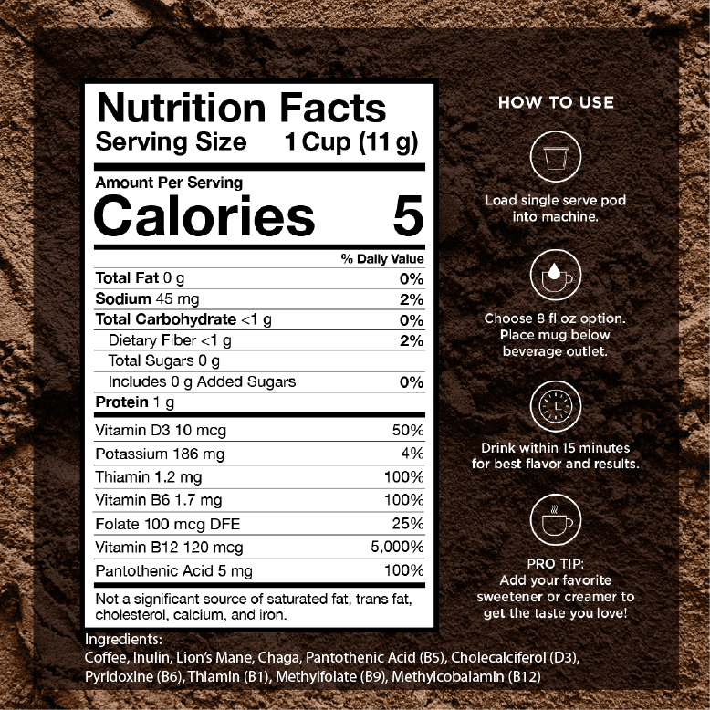 Vanilla Focus Mushroom Coffee Pods