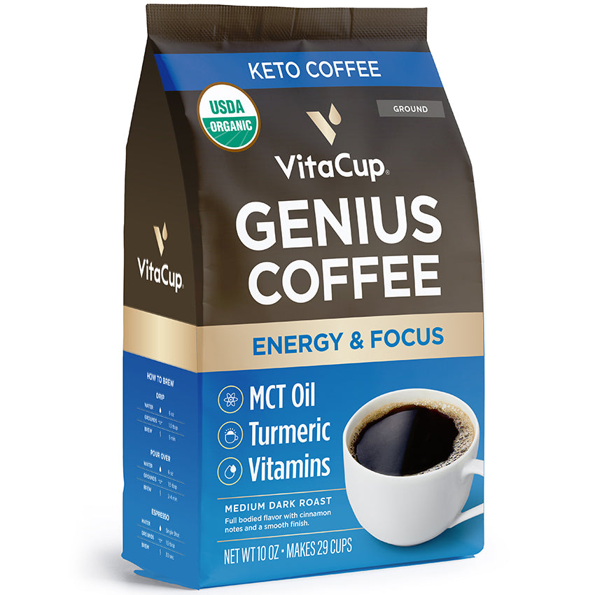 VitaCup Genius Blend Infused Coffee with Bagged Grounds for Drip