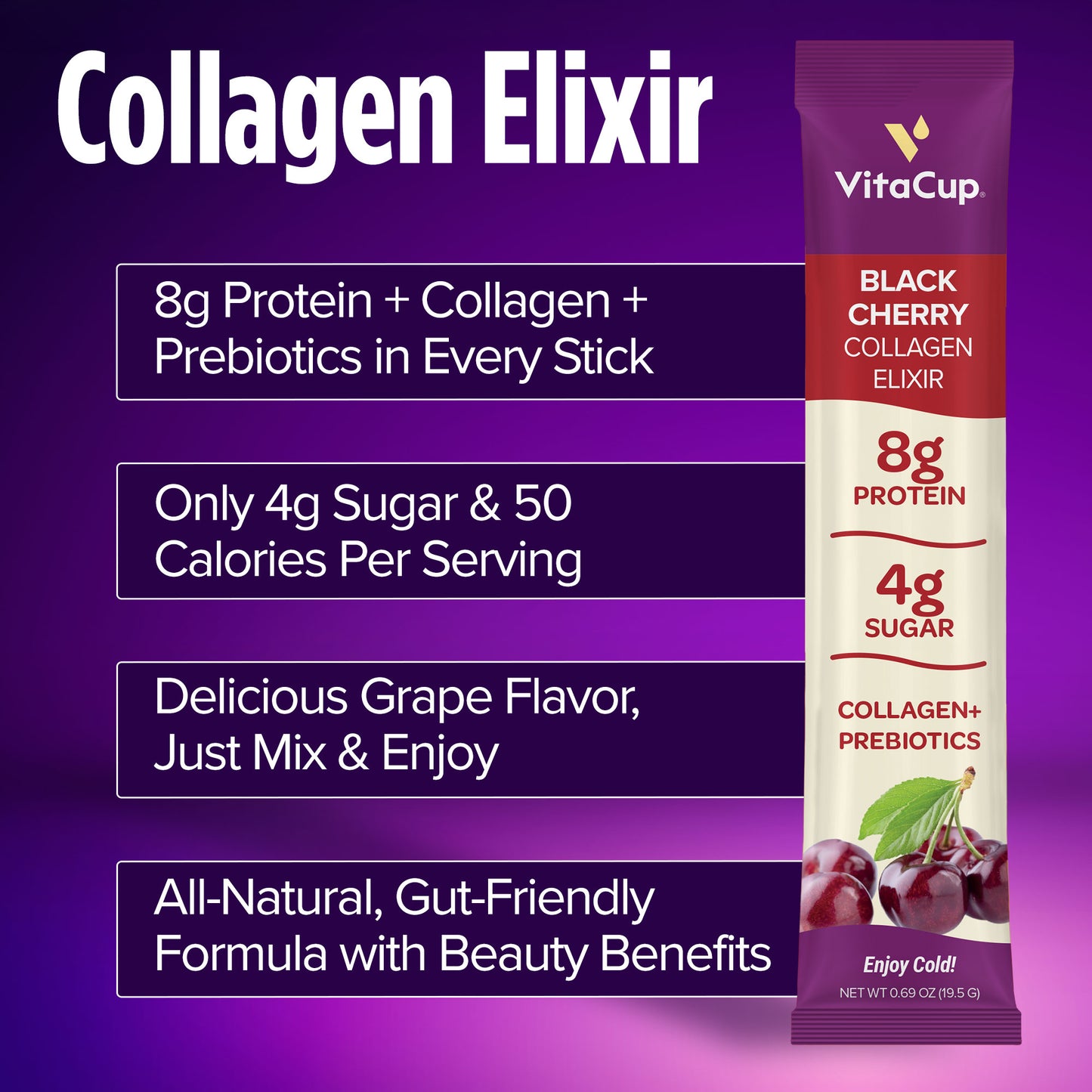 Black Cherry Collagen Elixir Instant Sticks