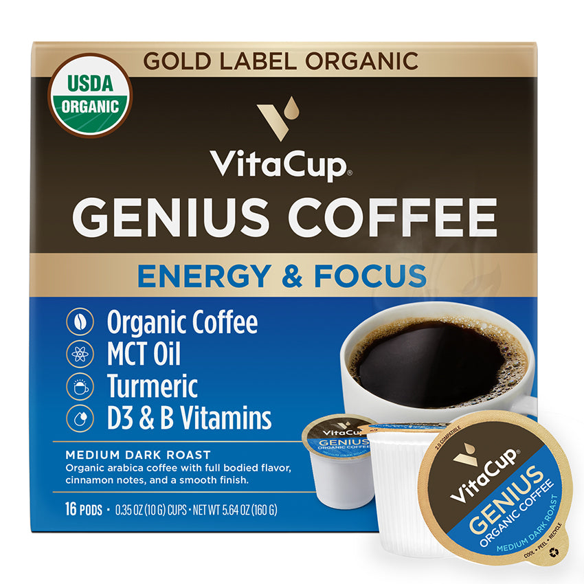 Buy Genius Gold Label Organic Coffee Online, Keto Friendly - VitaCup