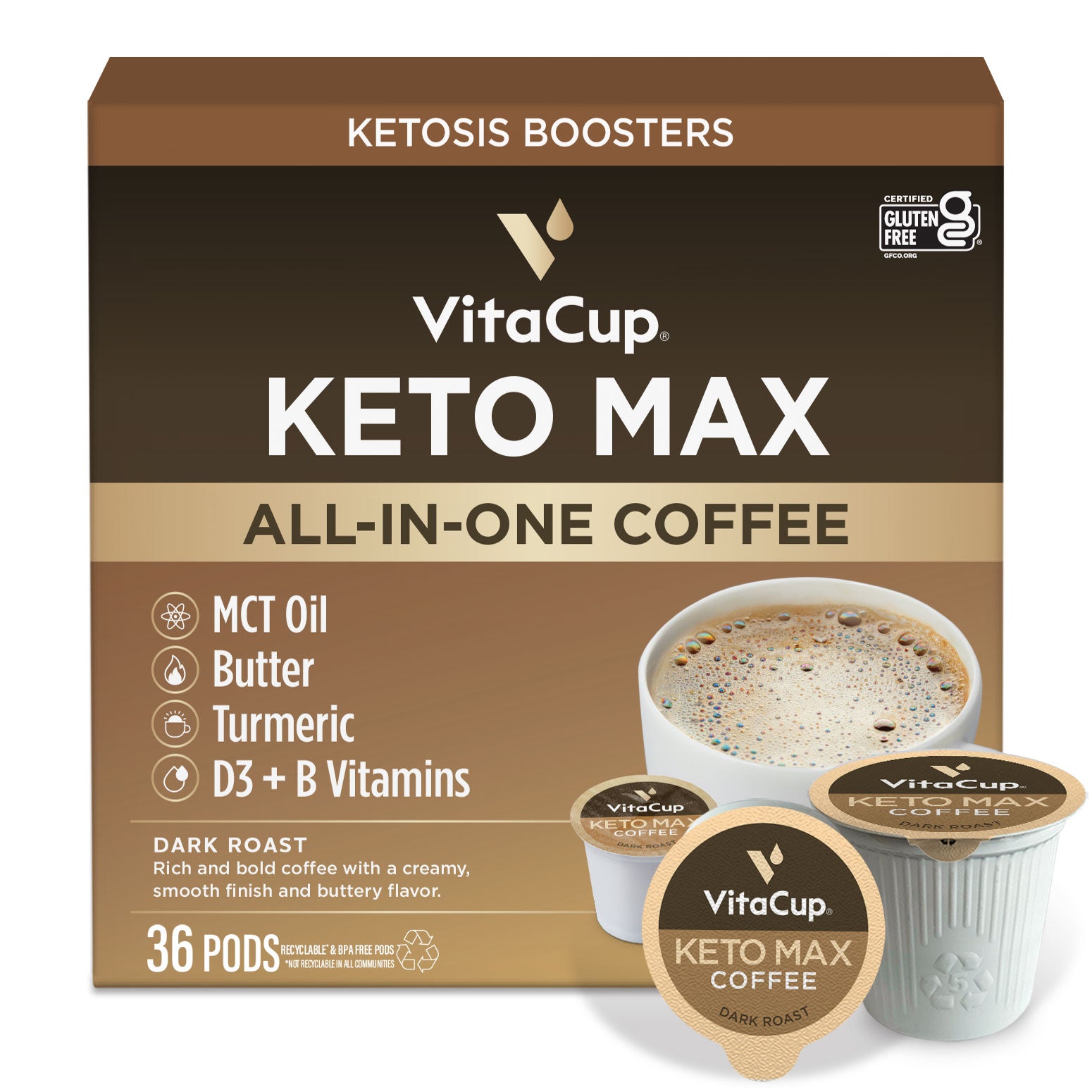 Vitacup Organic Keto Max Coffee Pods - 18 ct