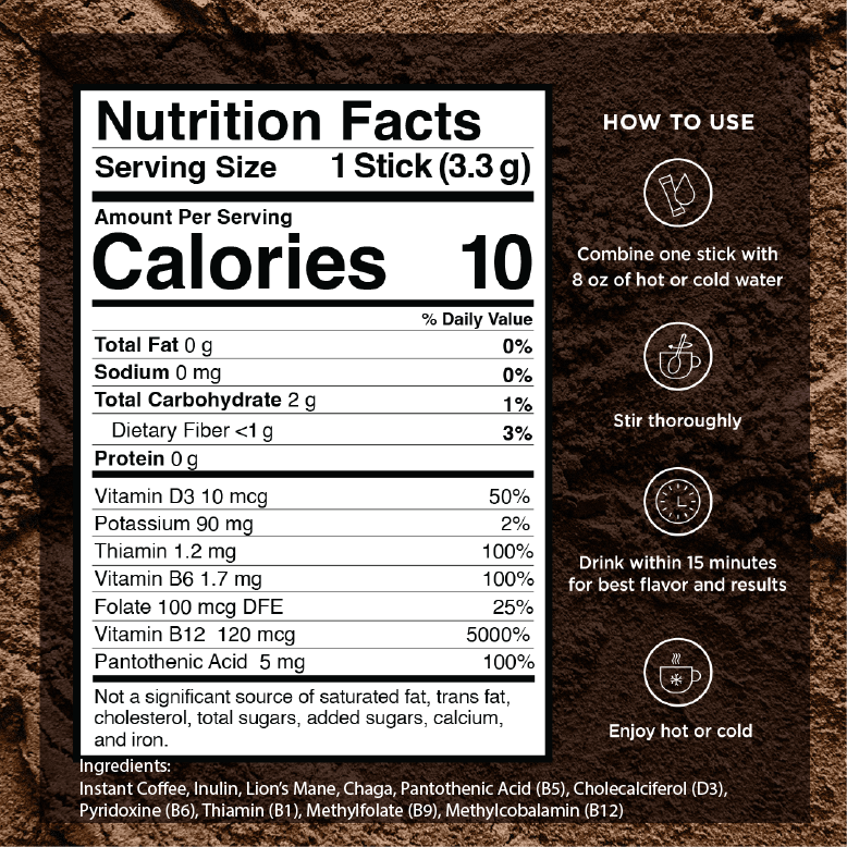 Focus Instant Coffee Packets - Mushroom Infused for Improved Focus ...