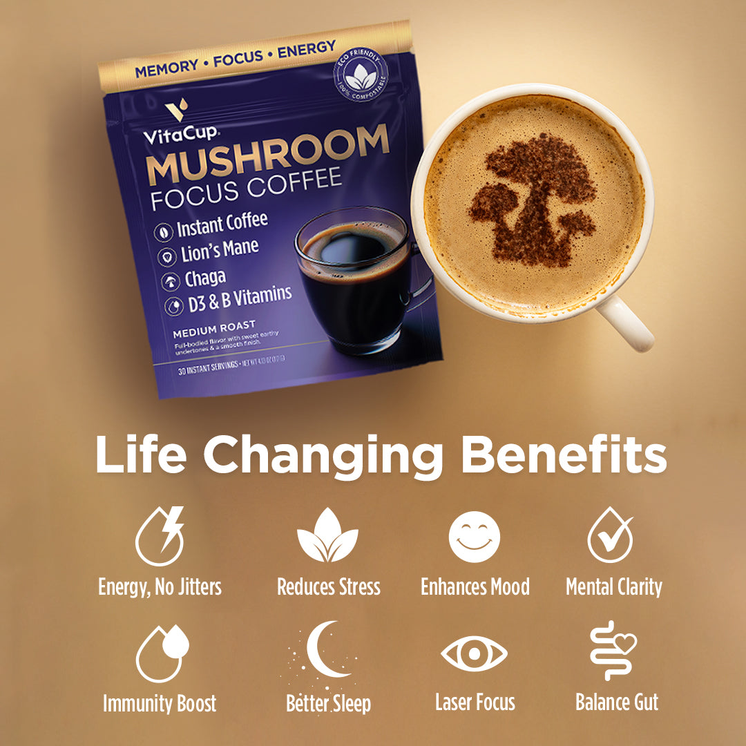 Mushroom Focus Coffee Instant Bulk Bag + 2 FREE Gifts!