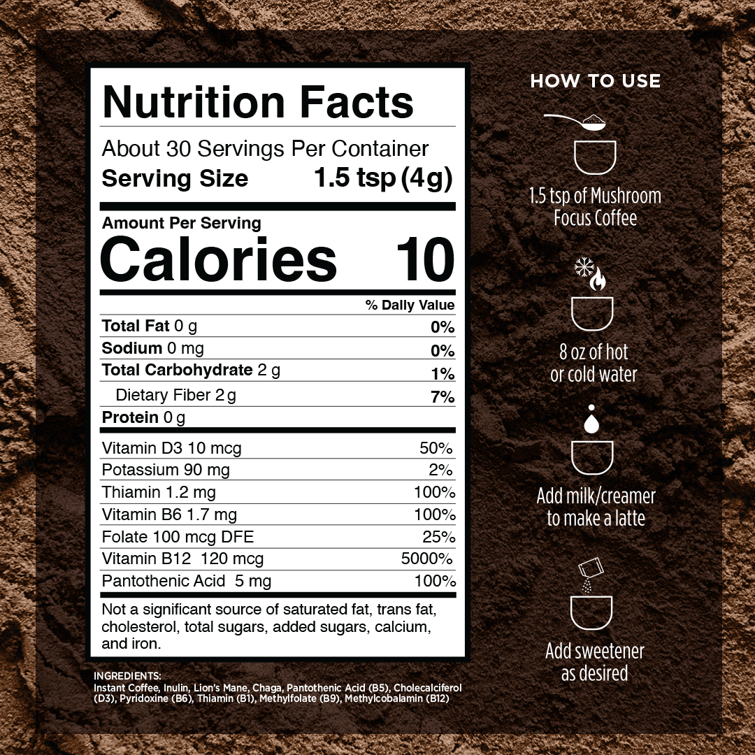 Mushroom Focus Coffee Instant Bulk Bag + 2 FREE Gifts!