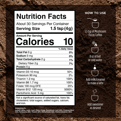 Mushroom Focus Coffee Instant Bulk Bag