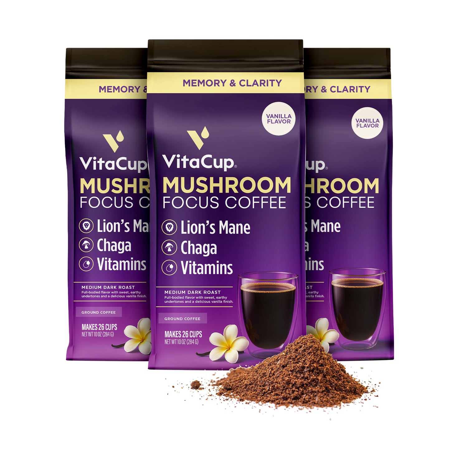 VitaCup Focus Vanilla Mushroom Ground Coffee