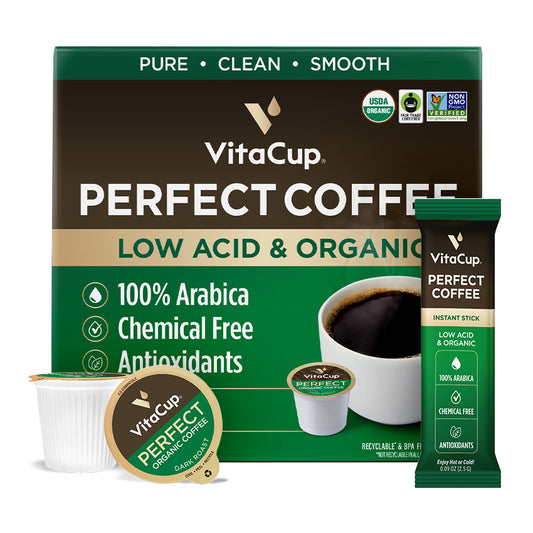 Perfect Low Acid Organic Coffee Pods + Instant Sticks Bundle