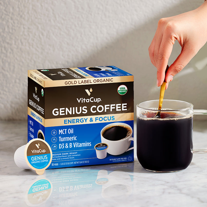 Buy Genius Gold Label Organic Coffee Online, Keto Friendly - VitaCup